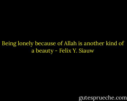 Being lonely because of Allah is another kind of a beauty - Felix Y. Siauw