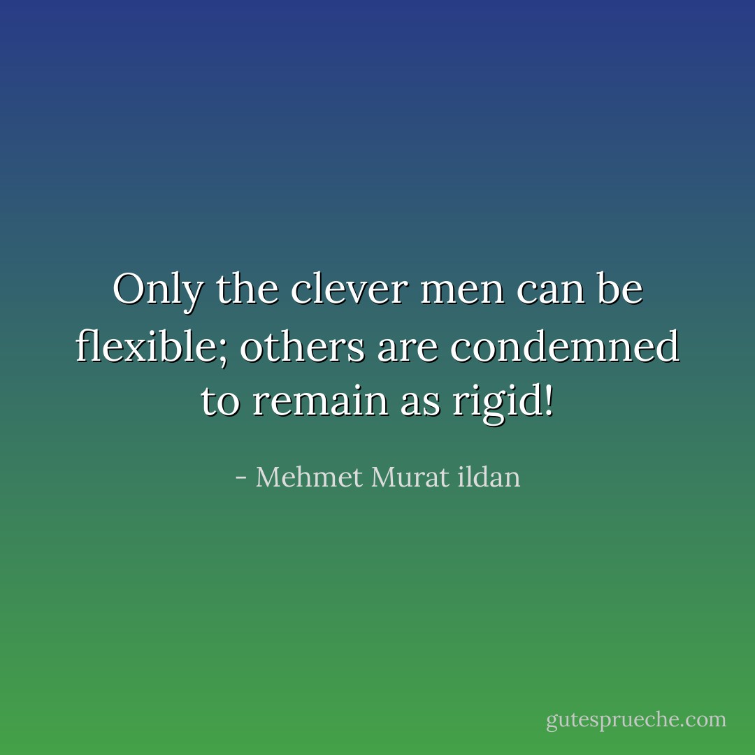 Only the clever men can be flexible; others are condemned to remain as rigid! - Mehmet Murat ildan