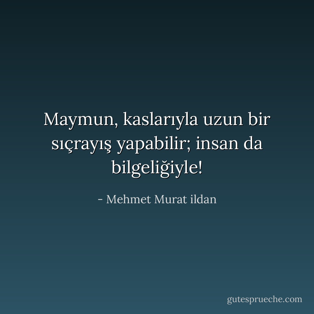 Maymun, kaslarıyla uzun bir sıçrayış yapabilir; insan da bilgeliğiyle! - Mehmet Murat ildan