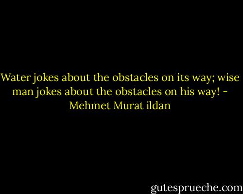Water jokes about the obstacles on its way; wise man jokes about the obstacles on his way! - Mehmet Murat ildan