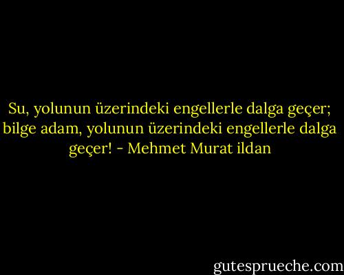 Su, yolunun üzerindeki engellerle dalga geçer; bilge adam, yolunun üzerindeki engellerle dalga geçer! - Mehmet Murat ildan