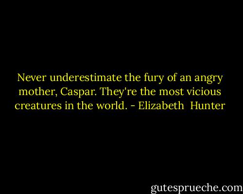 Never underestimate the fury of an angry mother, Caspar. They're the most vicious creatures in the world. - Elizabeth  Hunter