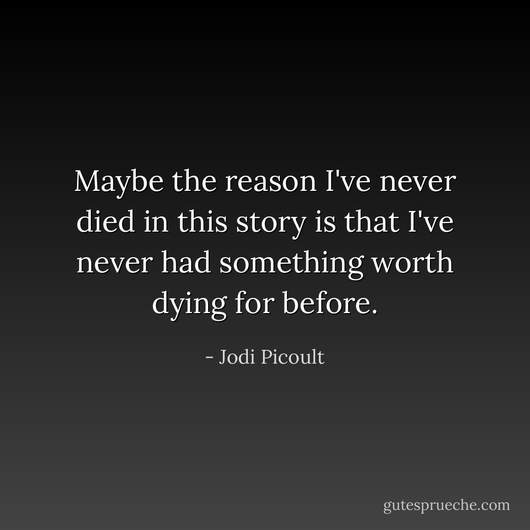 Maybe the reason I've never died in this story is that I've never had something worth dying for before. - Jodi Picoult