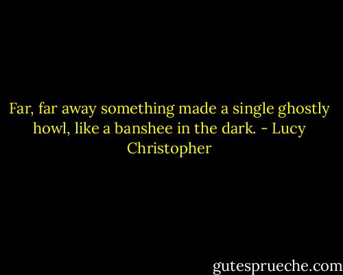 Far, far away something made a single ghostly howl, like a banshee in the dark. - Lucy Christopher