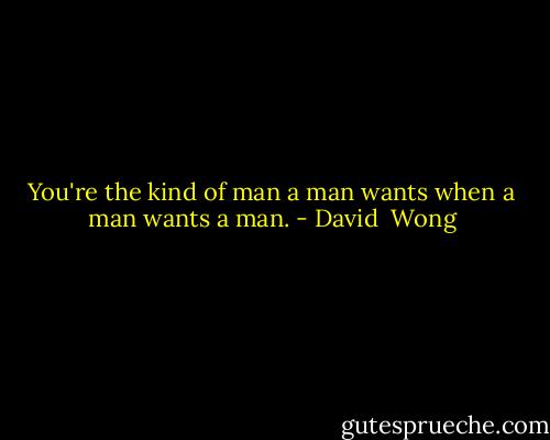 You're the kind of man a man wants when a man wants a man. - David  Wong