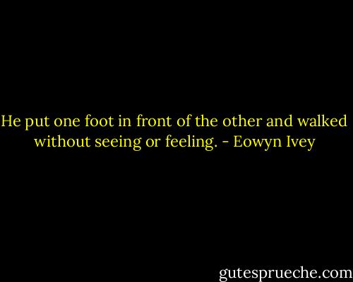 He put one foot in front of the other and walked without seeing or feeling. - Eowyn Ivey