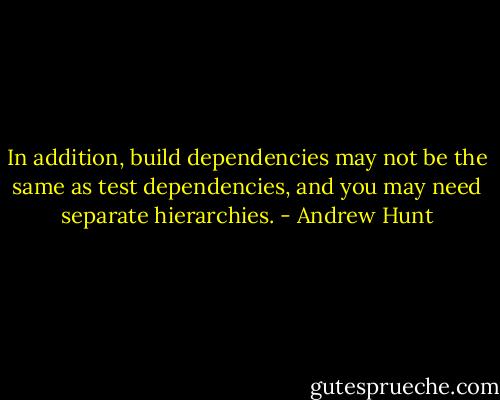 In addition, build dependencies may not be the same as test dependencies, and you may need separate hierarchies. - Andrew Hunt