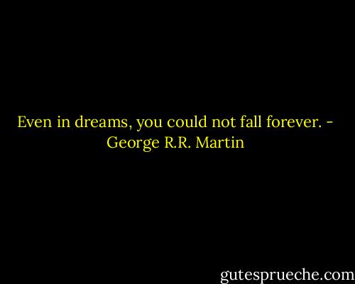 Even in dreams, you could not fall forever. - George R.R. Martin