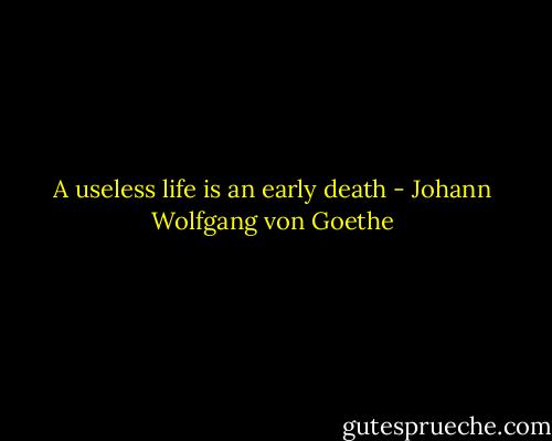 A useless life is an early death - Johann Wolfgang von Goethe