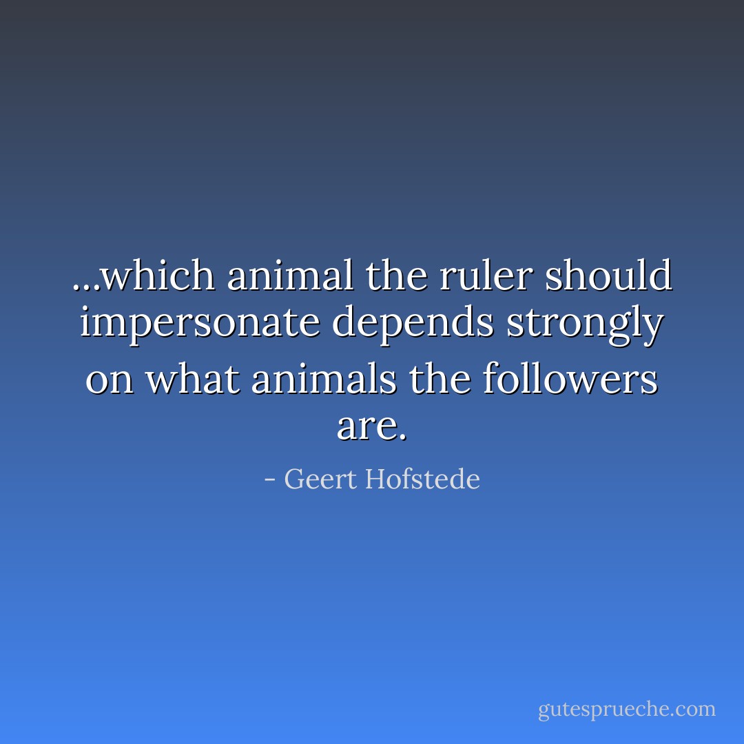 ...which animal the ruler should impersonate depends strongly on what animals the followers are. - Geert Hofstede
