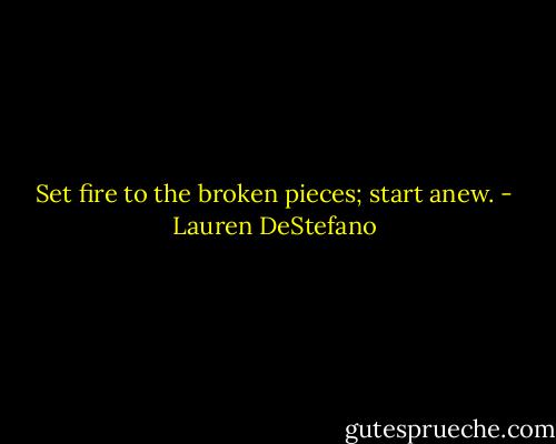 Set fire to the broken pieces; start anew. - Lauren DeStefano