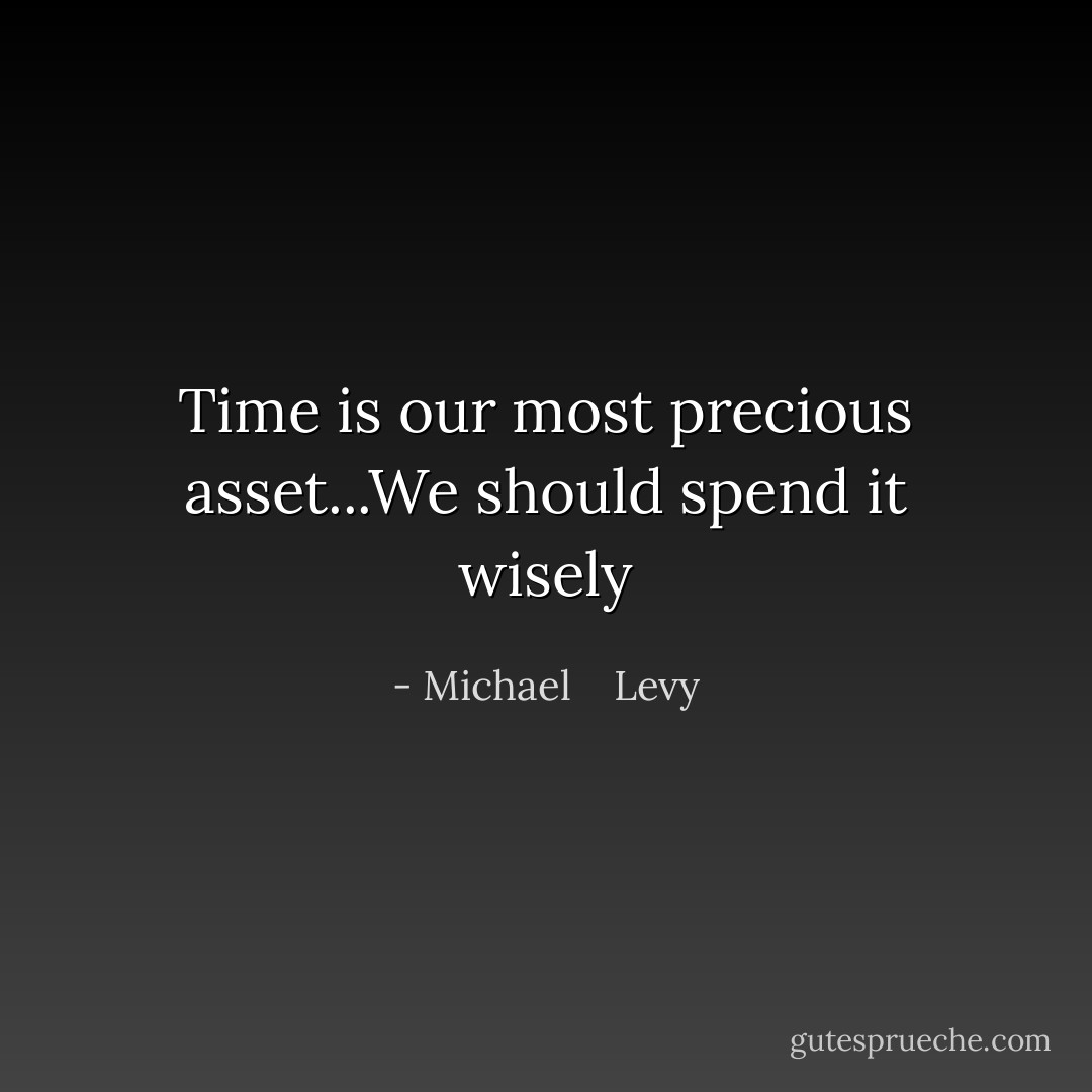 Time is our most precious asset...We should spend it wisely - Michael    Levy