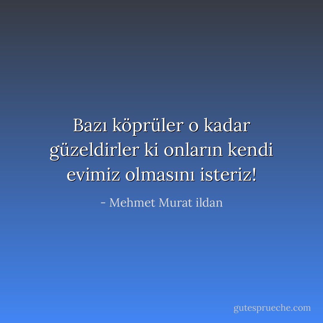 Bazı köprüler o kadar güzeldirler ki onların kendi evimiz olmasını isteriz! - Mehmet Murat ildan
