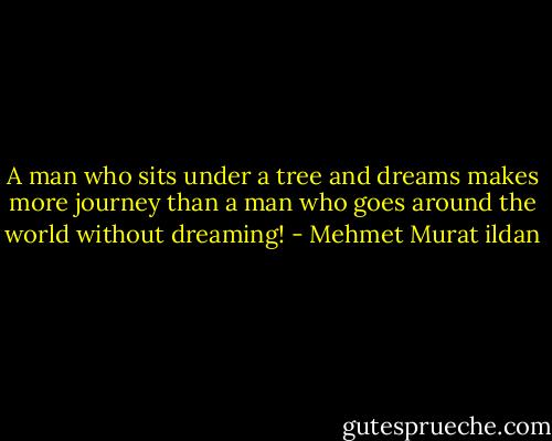 A man who sits under a tree and dreams makes more journey than a man who goes around the world without dreaming! - Mehmet Murat ildan
