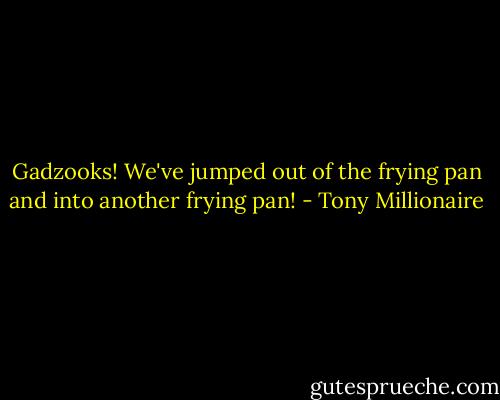 Gadzooks! We've jumped out of the frying pan and into another frying pan! - Tony Millionaire