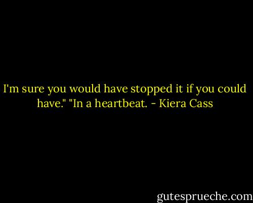 I'm sure you would have stopped it if you could have."<br />"In a heartbeat. - Kiera Cass