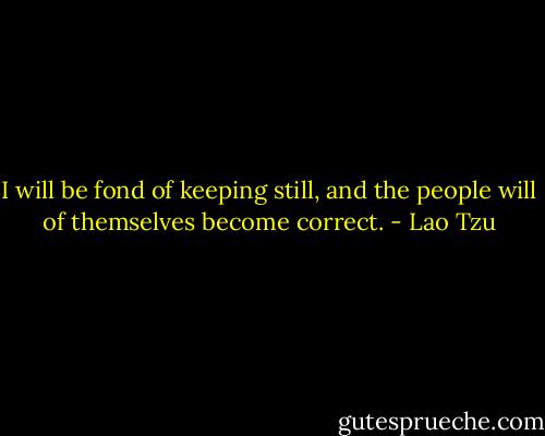 I will be fond of keeping still, and the people will of themselves become correct. - Lao Tzu