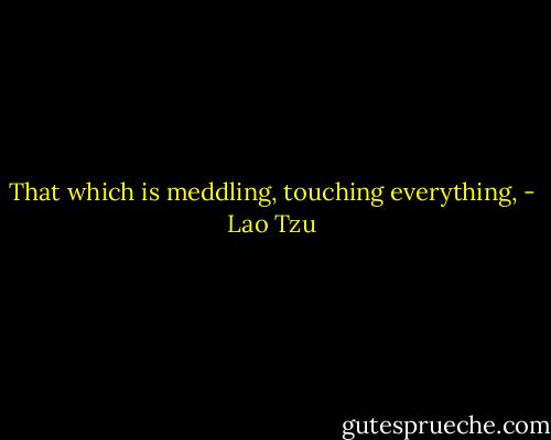 That which is meddling, touching everything, - Lao Tzu
