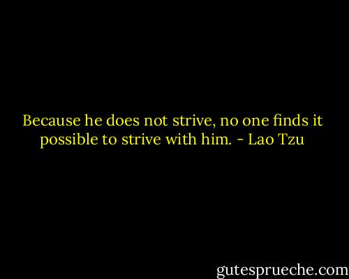 Because he does not strive, no one finds it possible to strive with him. - Lao Tzu