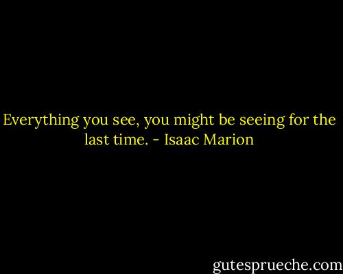 Everything you see, you might be seeing for the last time. - Isaac Marion