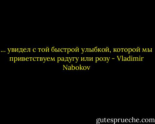 ... увидел с той быстрой улыбкой, которой мы приветствуем радугу или розу - Vladimir Nabokov
