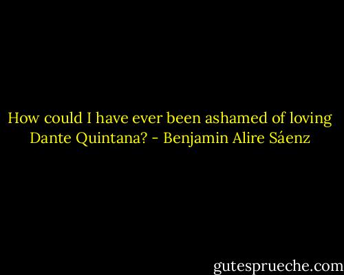 How could I have ever been ashamed of loving Dante Quintana? - Benjamin Alire Sáenz