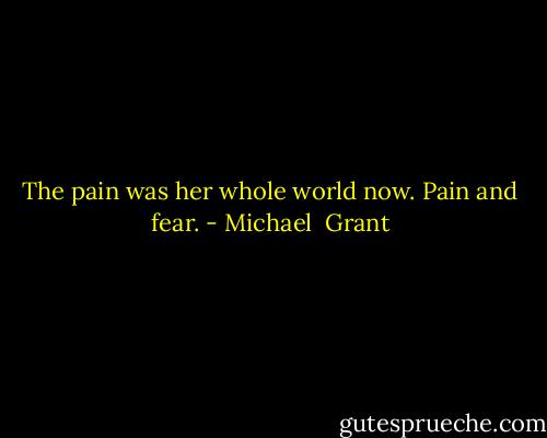 The pain was her whole world now. Pain and fear. - Michael  Grant