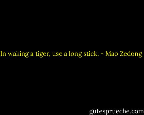In waking a tiger, use a long stick. - Mao Zedong