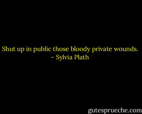 Shut up in public those bloody private wounds. - Sylvia Plath