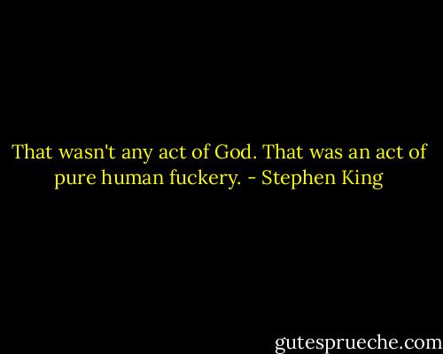 That wasn't any act of God. That was an act of pure human fuckery. - Stephen King
