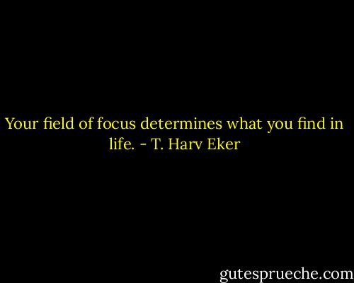Your field of focus determines what you find in life. - T. Harv Eker