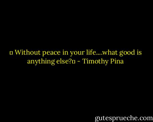 ❤ Without peace in your life....what good is anything else?✌ - Timothy Pina
