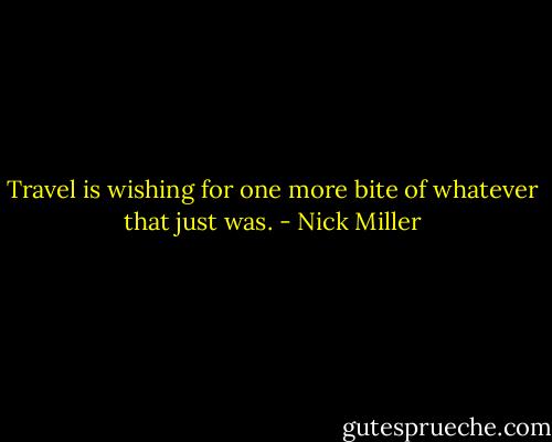 Travel is wishing for one more bite of whatever that just was. - Nick Miller