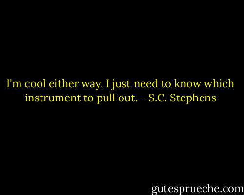 I'm cool either way, I just need to know which instrument to pull out. - S.C. Stephens