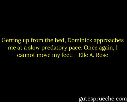 Getting up from the bed, Dominick approaches me at a slow predatory pace. Once again, I cannot move my feet. - Elle A. Rose