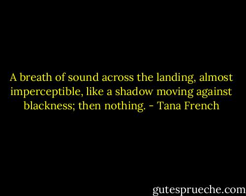 A breath of sound across the landing, almost imperceptible, like a shadow moving against blackness; then nothing. - Tana French