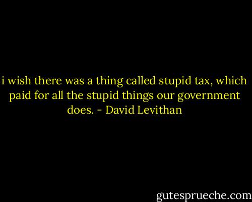 i wish there was a thing called stupid tax, which paid for all the stupid things our government does. - David Levithan
