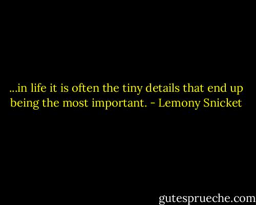 ...in life it is often the tiny details that end up being the most important. - Lemony Snicket