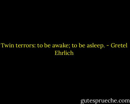 Twin terrors: to be awake; to be asleep. - Gretel Ehrlich