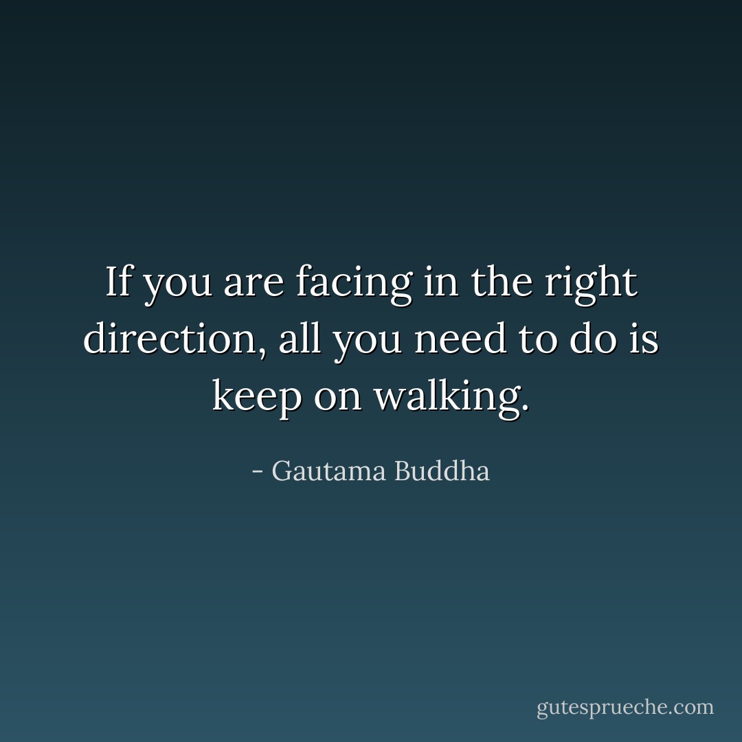 If you are facing in the right direction, all you need to do is keep on walking. - Gautama Buddha