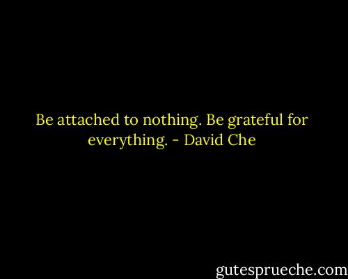 Be attached to nothing. Be grateful for everything. - David Che