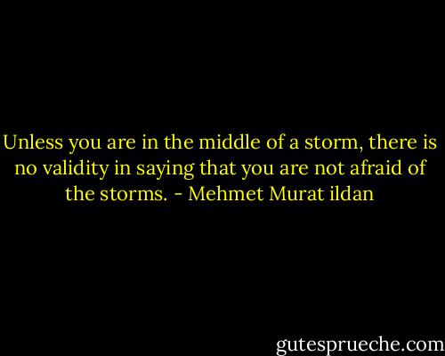 Unless you are in the middle of a storm, there is no validity in saying that you are not afraid of the storms. - Mehmet Murat ildan