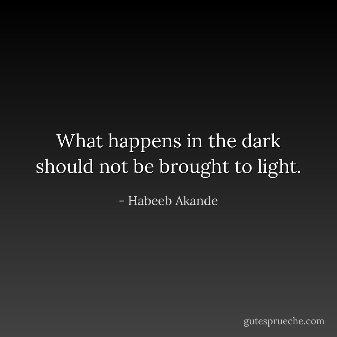 What happens in the dark should not be brought to light. - Habeeb Akande