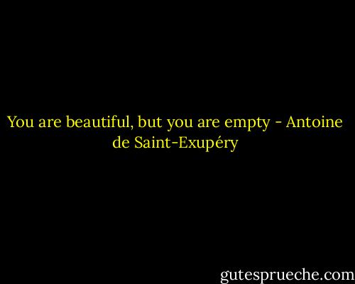 You are beautiful, but you are empty - Antoine de Saint-Exupéry