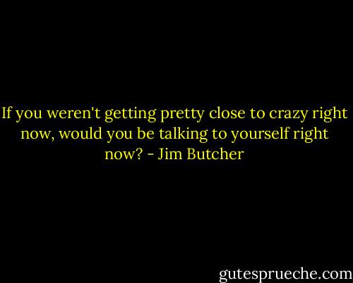 If you weren't getting pretty close to crazy right now, would you be talking to yourself right now? - Jim Butcher