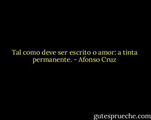 Tal como deve ser escrito o amor: a tinta permanente. - Afonso Cruz