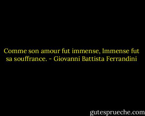 Comme son amour fut immense,<br />Immense fut sa souffrance. - Giovanni Battista Ferrandini