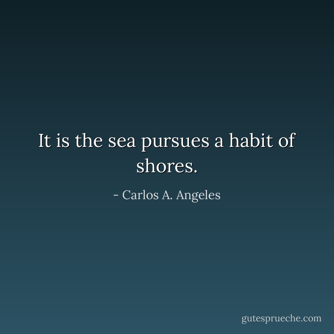 It is the sea pursues a habit of shores. - Carlos A. Angeles