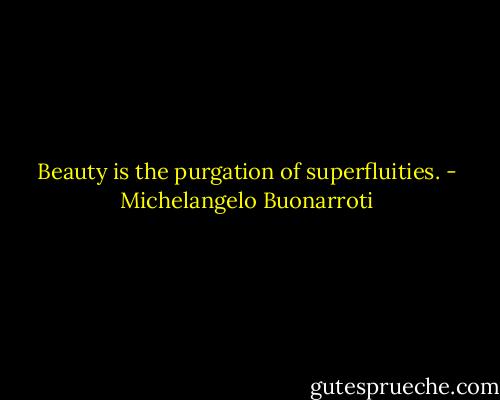 Beauty is the purgation of superfluities. - Michelangelo Buonarroti