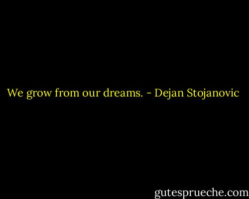 We grow from our dreams. - Dejan Stojanovic
